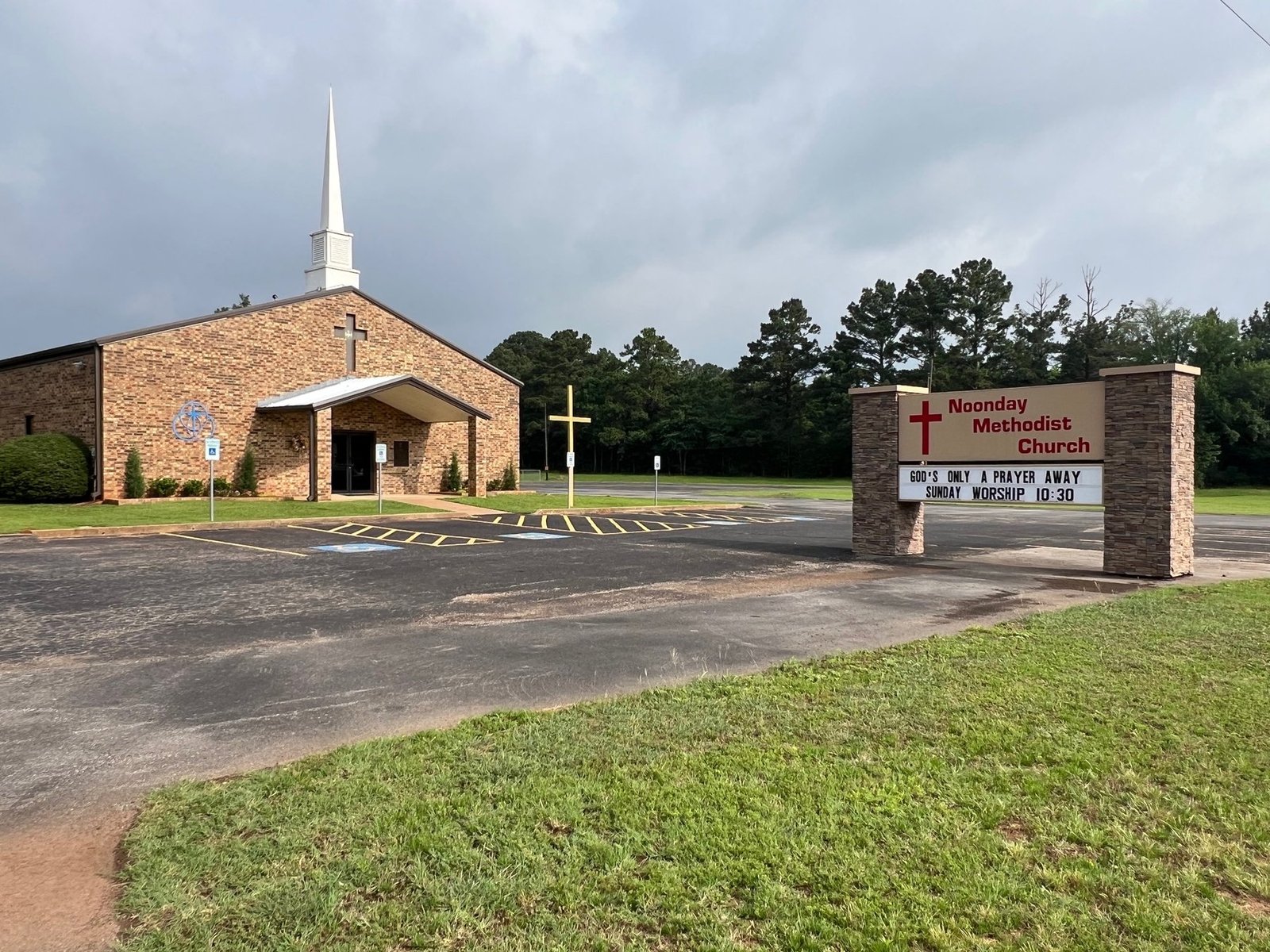 The church with the marquee sign